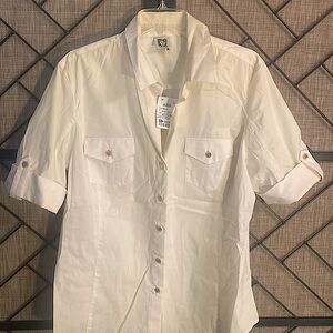 NEW ANNE KLEIN WHITE XL BUTTON DOWN TOP